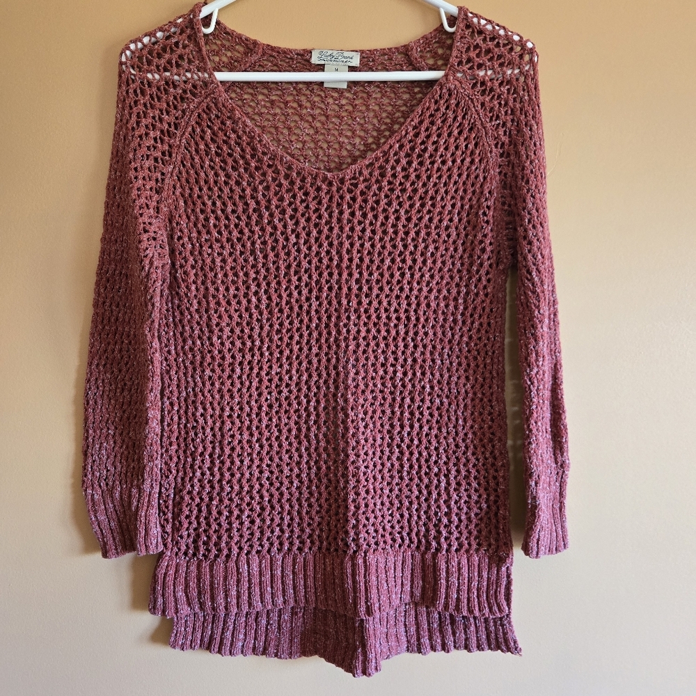Lucky Brand V-Neck Loose Knit Sweater, PTP= 16.5"